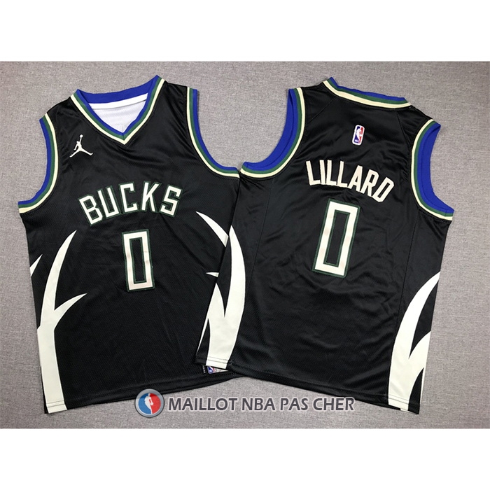 Maillot Enfant Milwaukee Bucks Damian Lillard NO 0 Statement 2022-23 Noir
